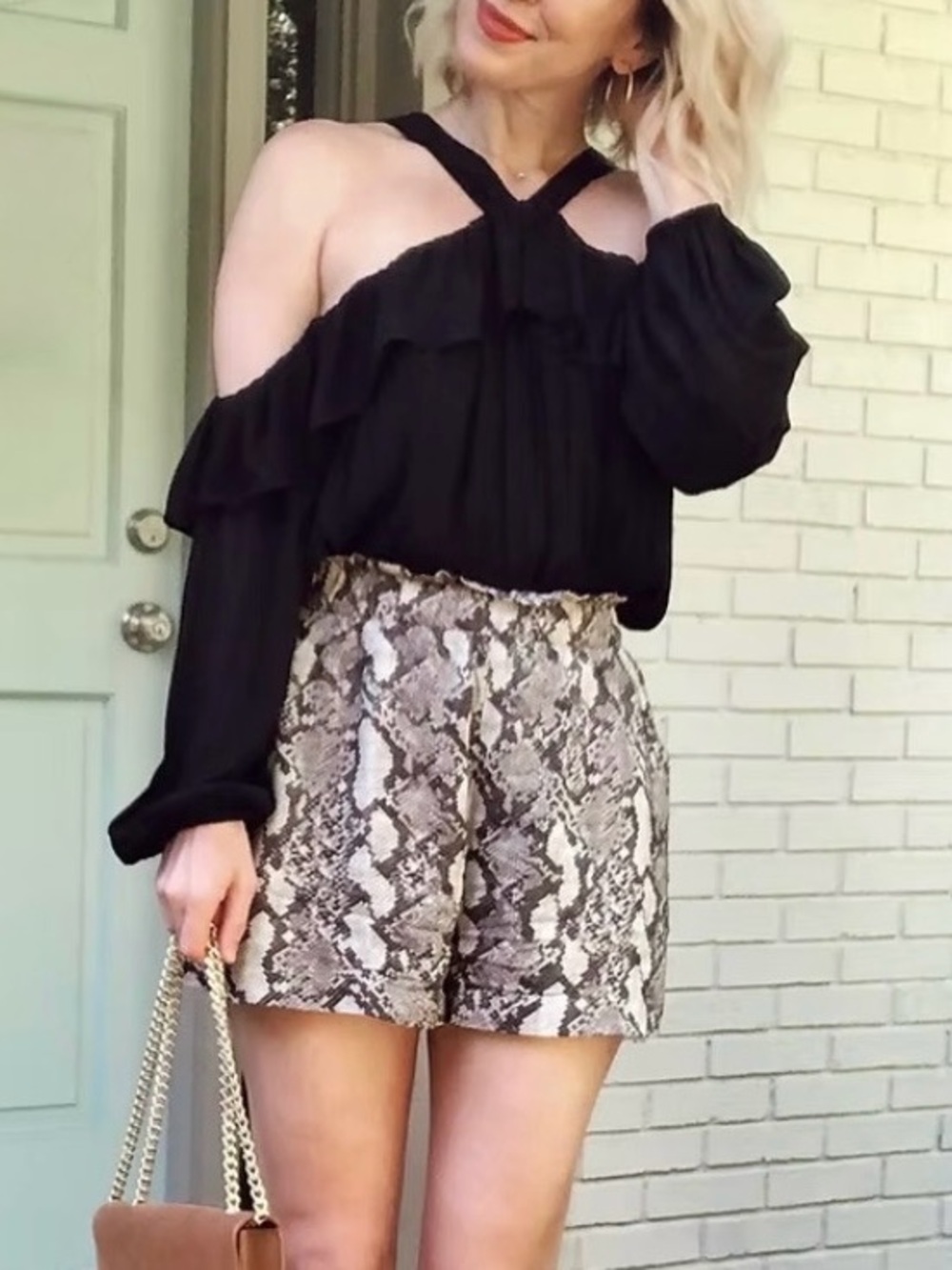 Derek Heart Snake Print Flowy Shorts
